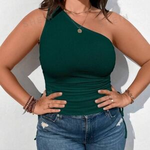 One shoulder ruched side top